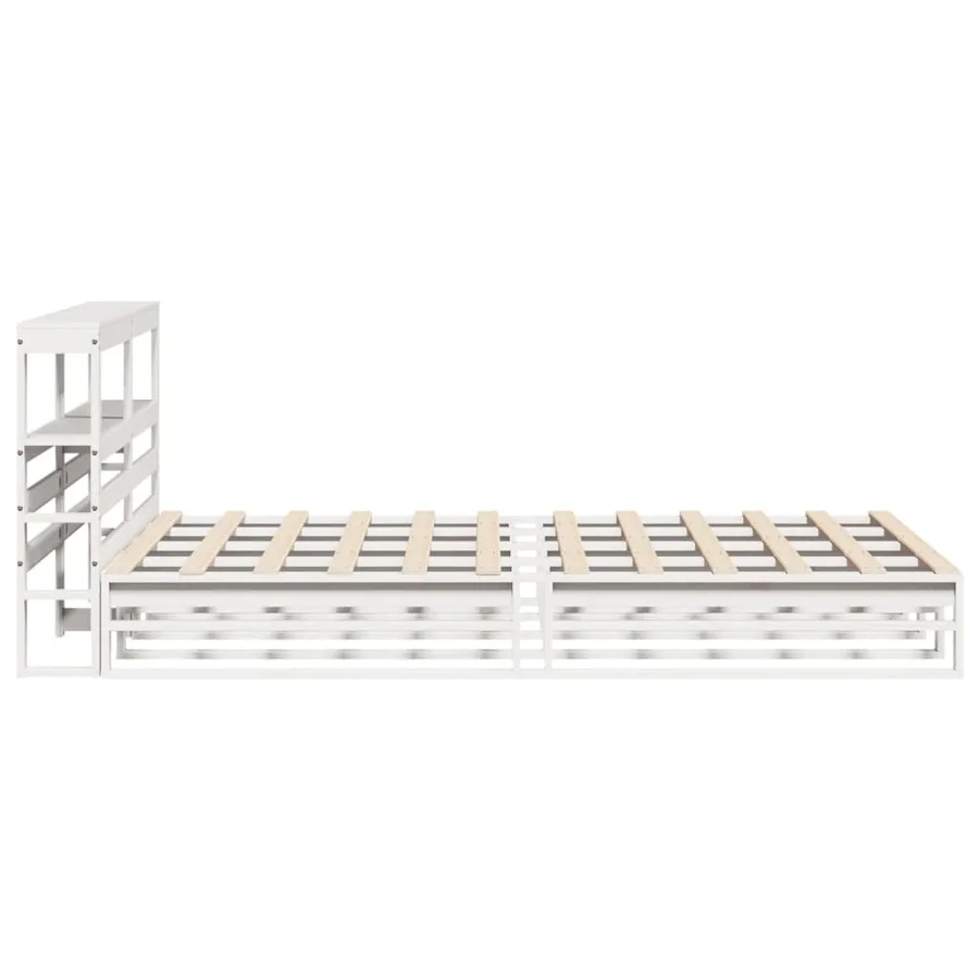 Cadre de lit sans matelas blanc 140x200 cm bois de pin massif - 7