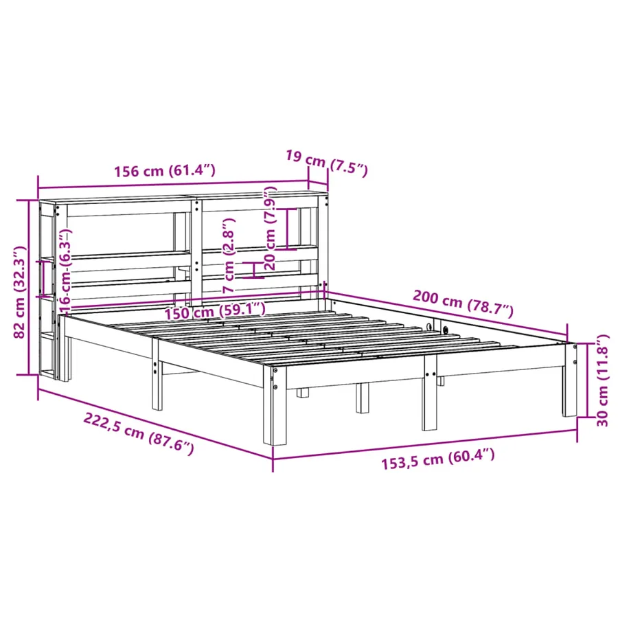 Cadre de lit avec tête de lit sans matelas 150x200 cm - 11