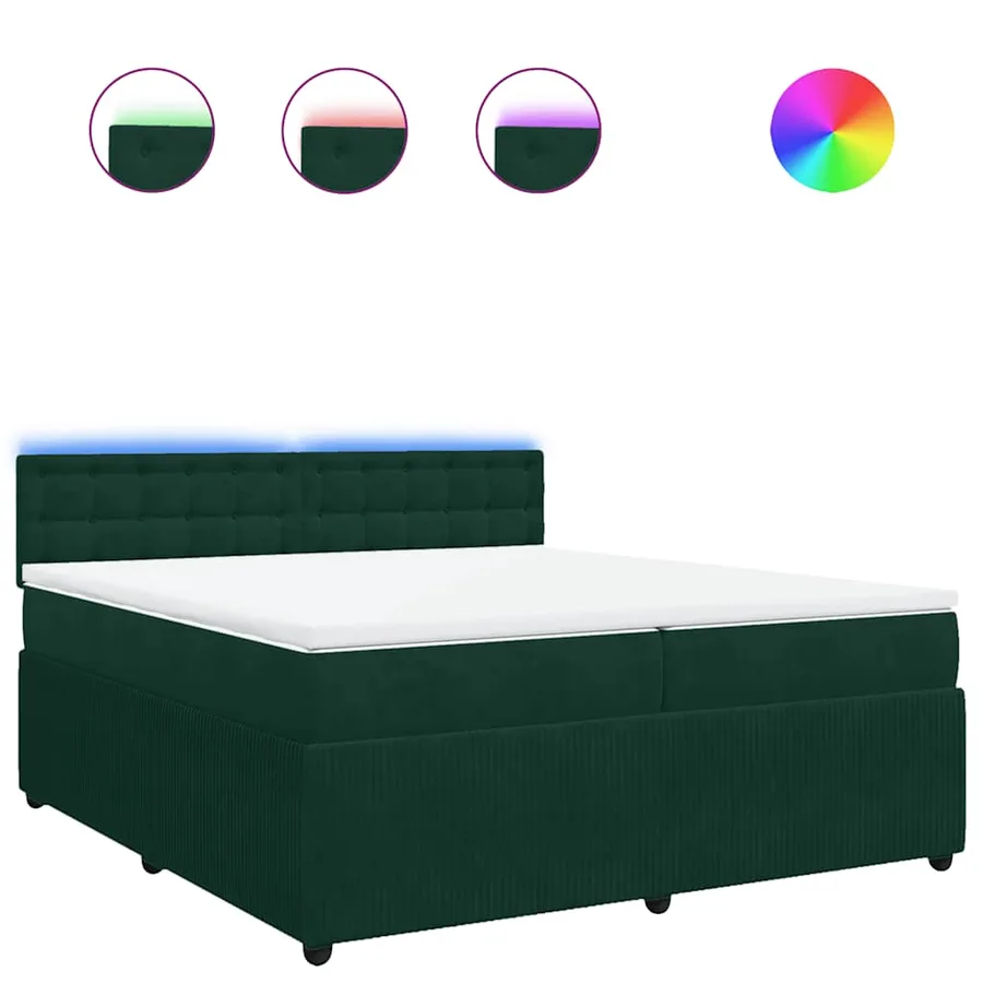 Sommier à lattes de lit et matelas Vert foncé 200x200cm Velours - 2
