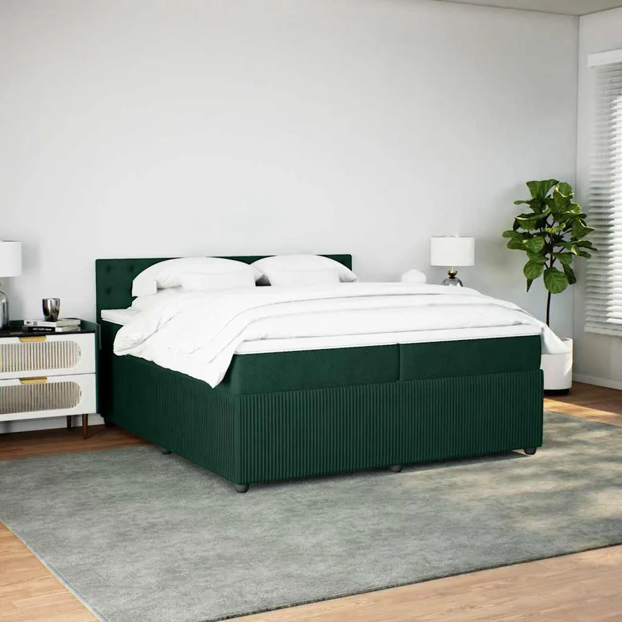Sommier à lattes de lit et matelas Vert foncé 200x200cm Velours - 4