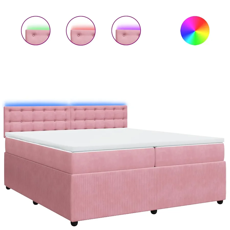 Sommier à lattes de lit avec matelas Rose 200x200 cm Velours - 2
