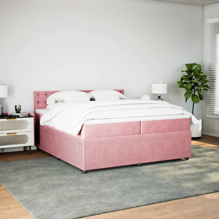 Sommier à lattes de lit avec matelas Rose 200x200 cm Velours - 4