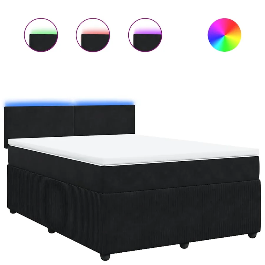 Sommier à lattes de lit avec matelas Noir 140x200 cm Velours - 2