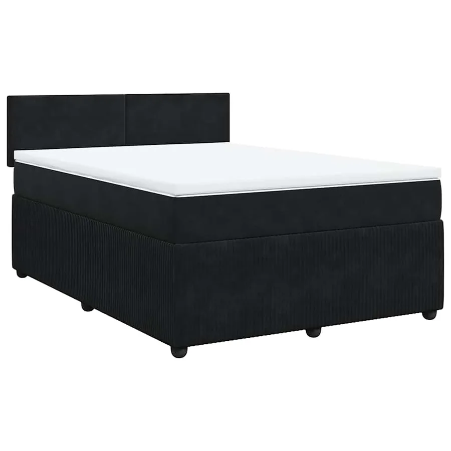 Sommier à lattes de lit avec matelas Noir 140x200 cm Velours - 3