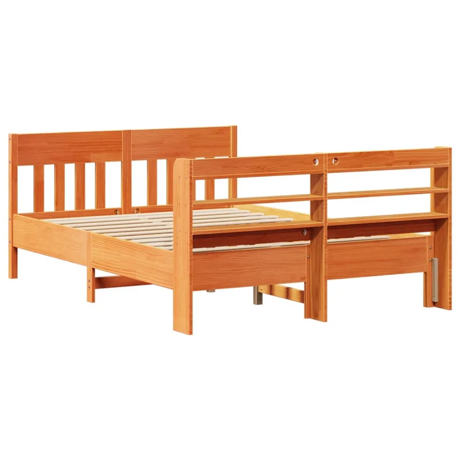 Cadre de lit sans matelas cire marron 150x200cm bois pin massif - 6