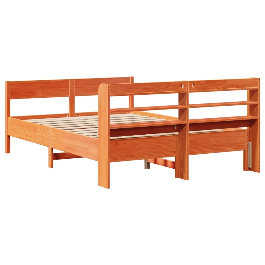 Cadre de lit sans matelas cire marron 150x200cm bois pin massif - 6