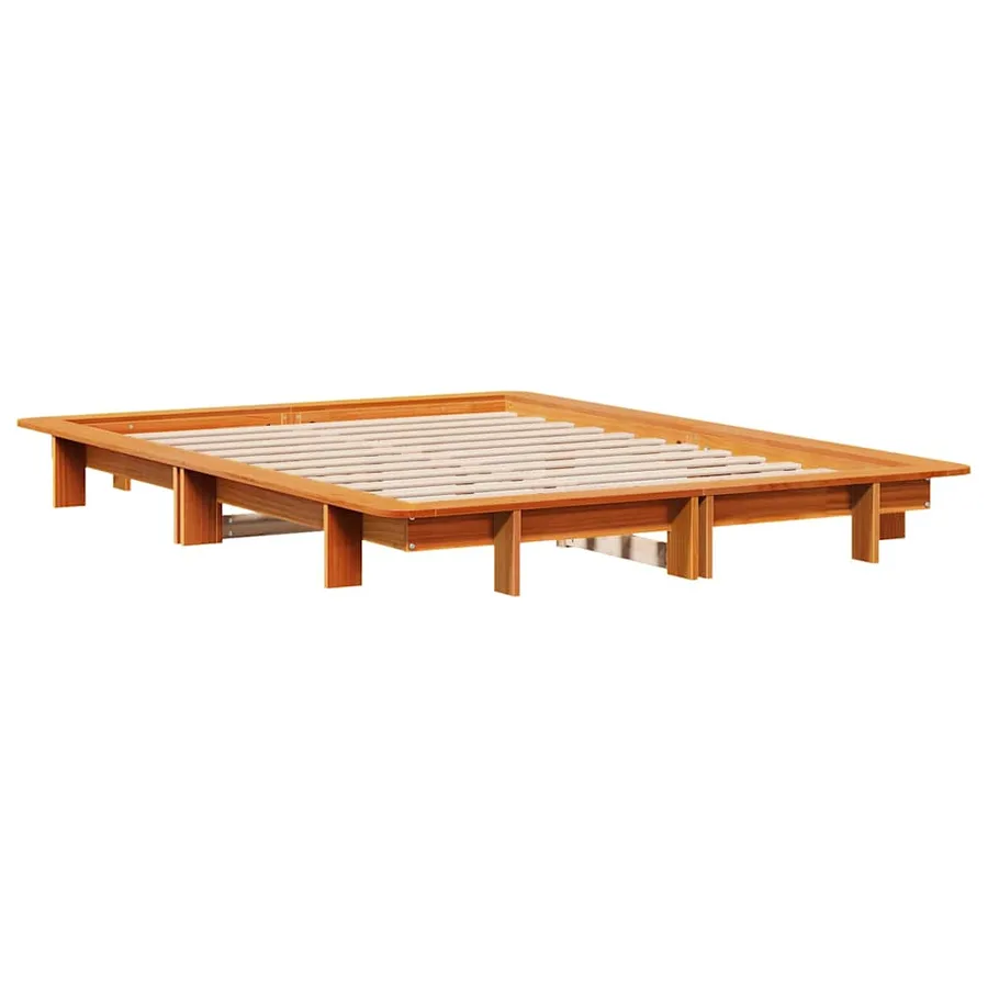 Cadre de lit sans matelas cire marron 120x190cm bois pin massif - 3
