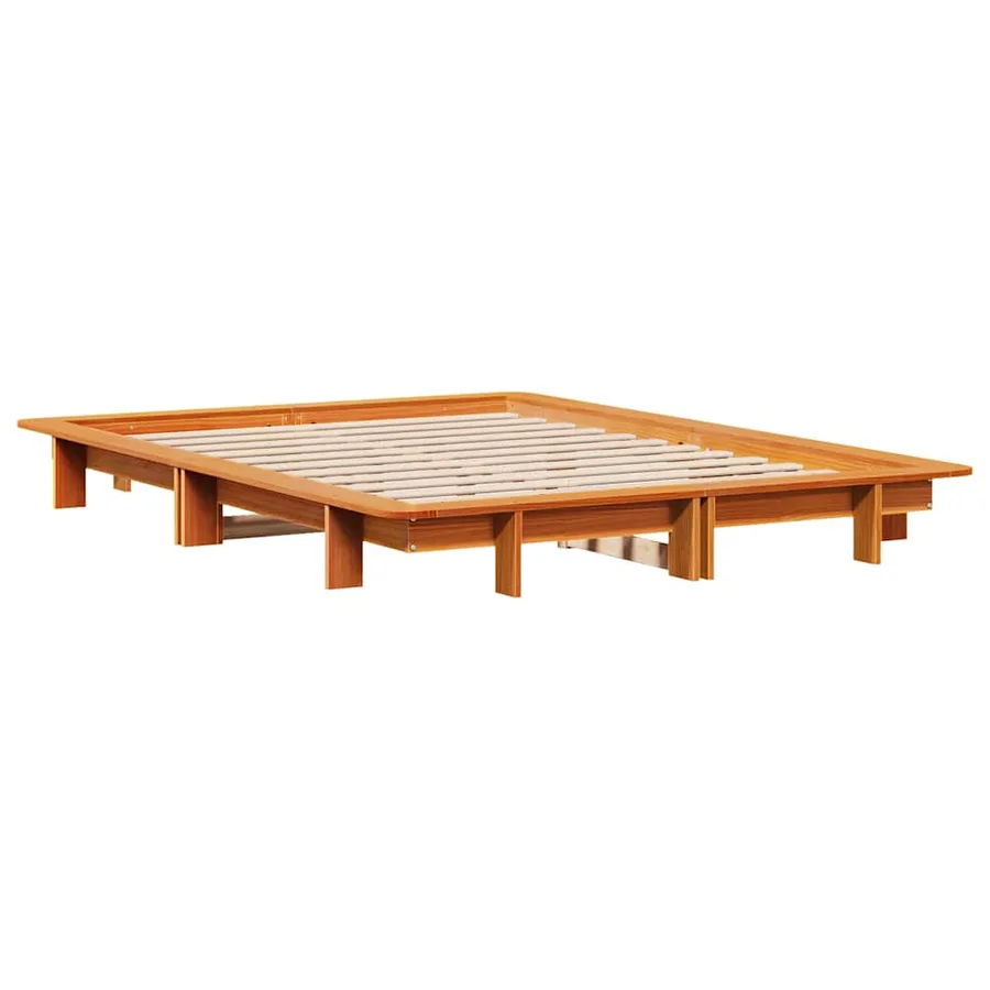Cadre de lit sans matelas cire marron 120x190cm bois pin massif - 6