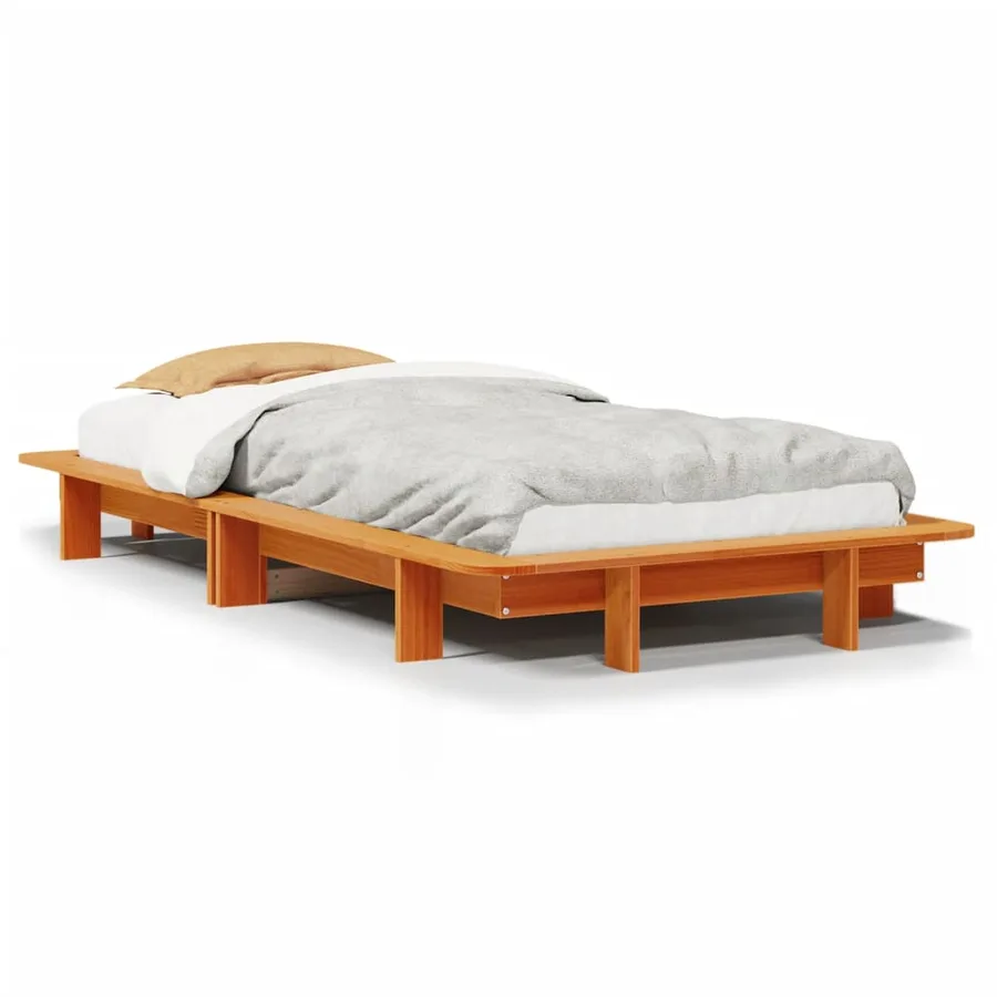 Cadre de lit sans matelas cire marron 90x200 cm bois pin massif - 2