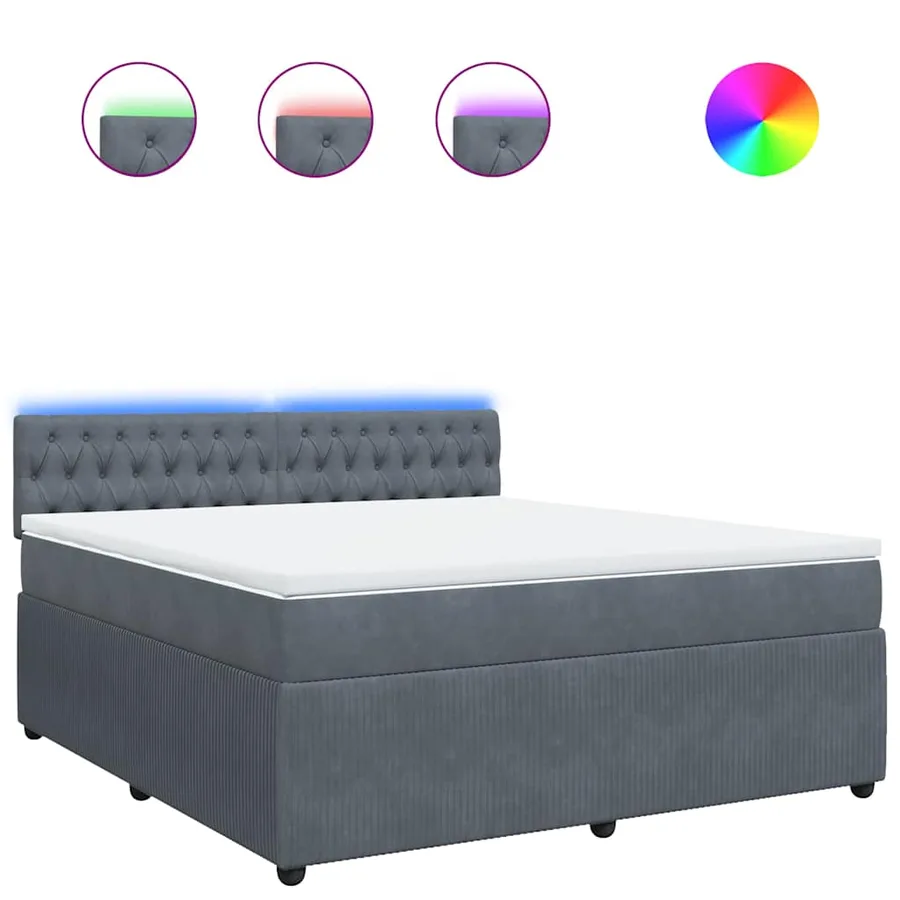 Sommier à lattes de lit et matelas Gris foncé 180x200cm Velours - 2