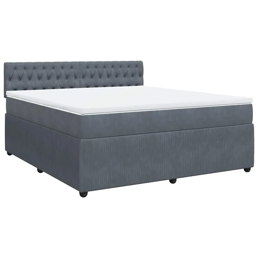Sommier à lattes de lit et matelas Gris foncé 180x200cm Velours - 3