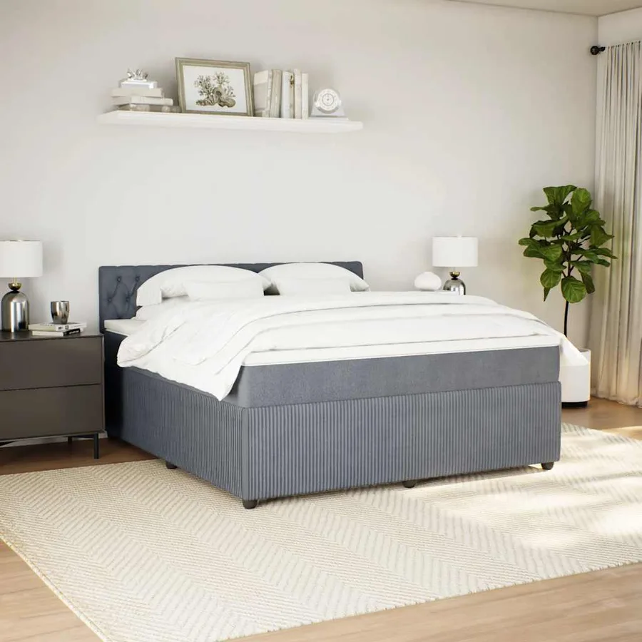 Sommier à lattes de lit et matelas Gris foncé 180x200cm Velours - 4