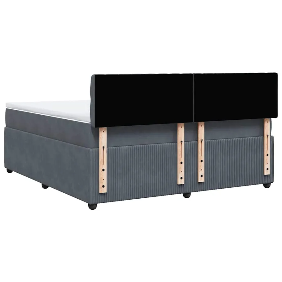 Sommier à lattes de lit et matelas Gris foncé 180x200cm Velours - 8