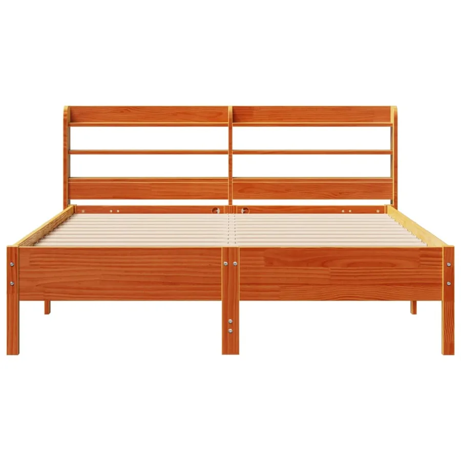 Cadre de lit sans matelas cire marron 135x190cm bois pin massif - 4