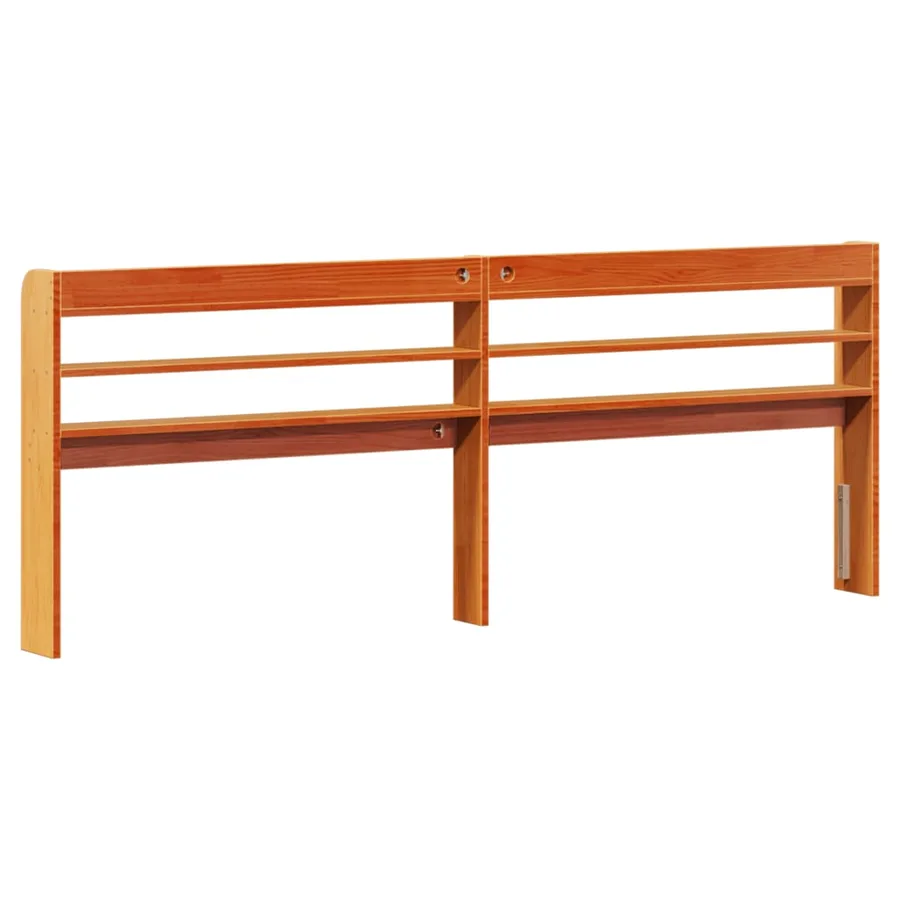 Tête de lit avec étagères marron cire 180 cm bois massif de pin - 5