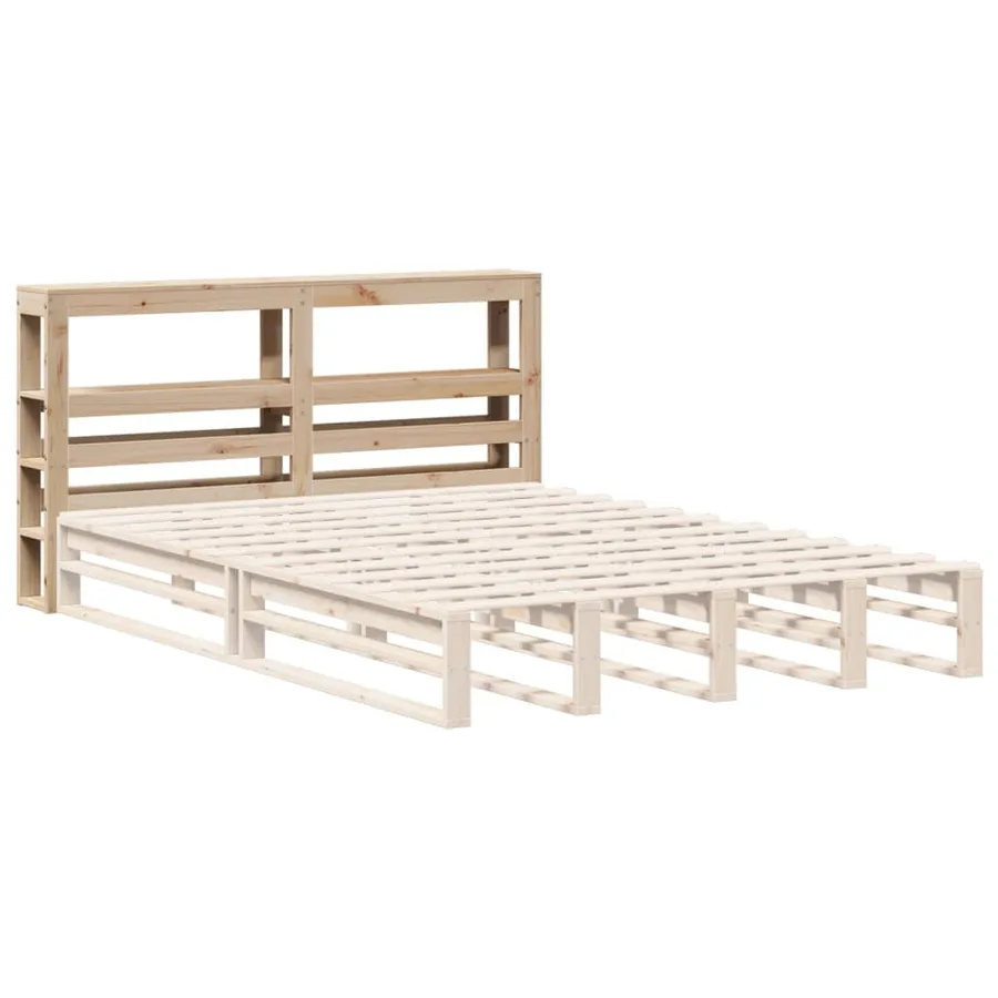 Tête de lit avec étagères 140 cm bois massif de pin - 4
