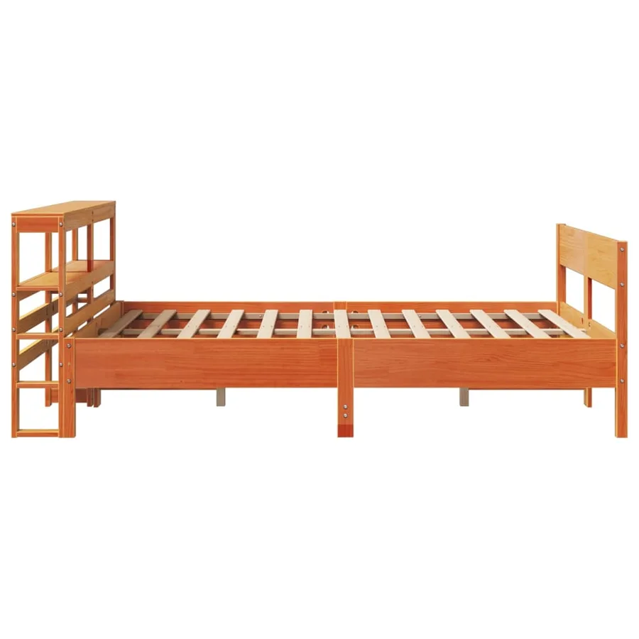 Cadre de lit sans matelas cire marron 135x190cm bois pin massif - 5