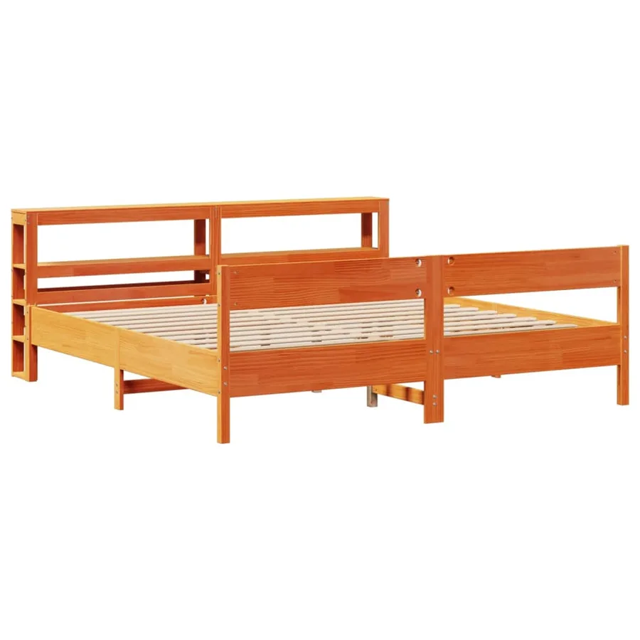 Cadre de lit sans matelas cire marron 180x200cm bois pin massif - 3