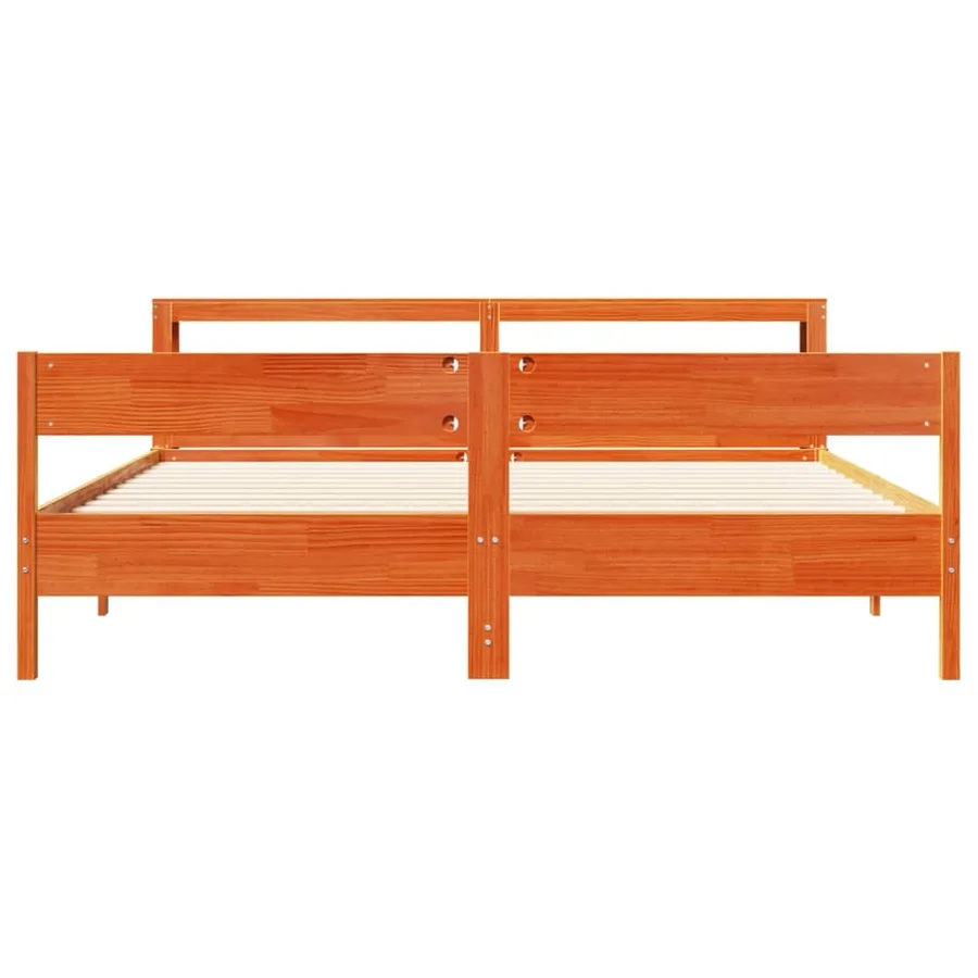 Cadre de lit sans matelas cire marron 180x200cm bois pin massif - 4