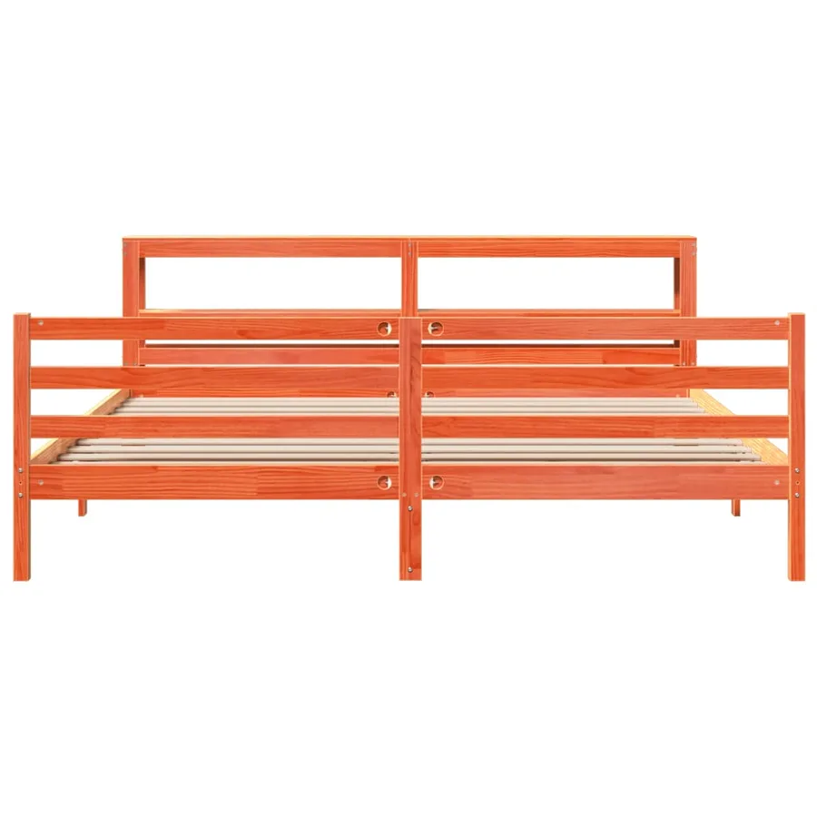 Cadre de lit sans matelas cire marron 200x200cm bois pin massif - 4