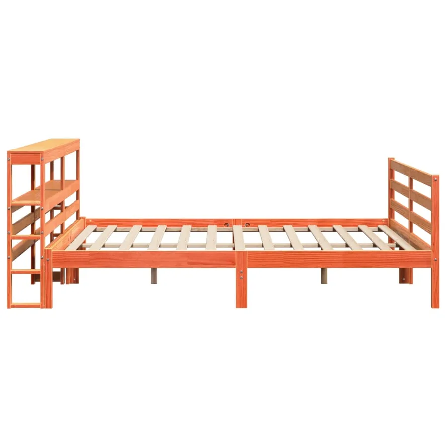 Cadre de lit sans matelas cire marron 200x200cm bois pin massif - 5
