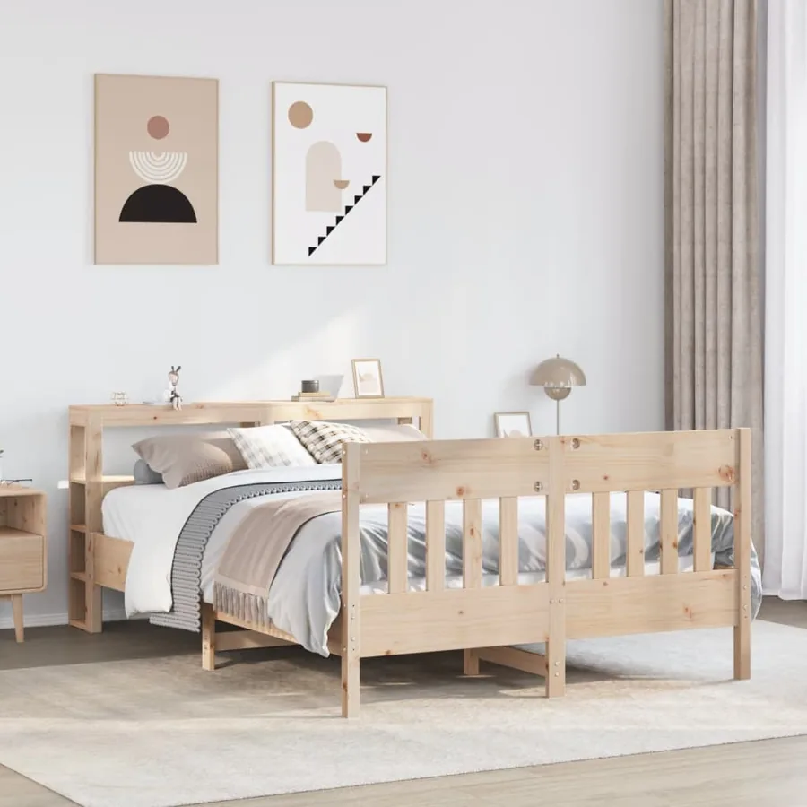 Cadre de lit sans matelas 140x190 cm bois de pin massif
