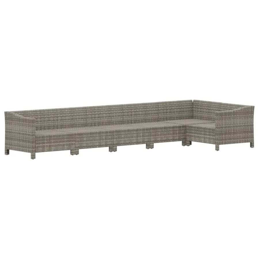 Salon de jardin 6 pcs avec coussins Gris Résine tressée - 4