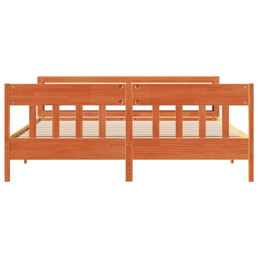 Cadre de lit sans matelas cire marron 180x200cm bois pin massif - 4