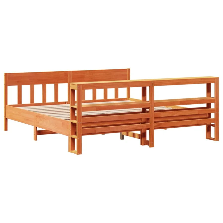 Cadre de lit sans matelas cire marron 180x200cm bois pin massif - 6