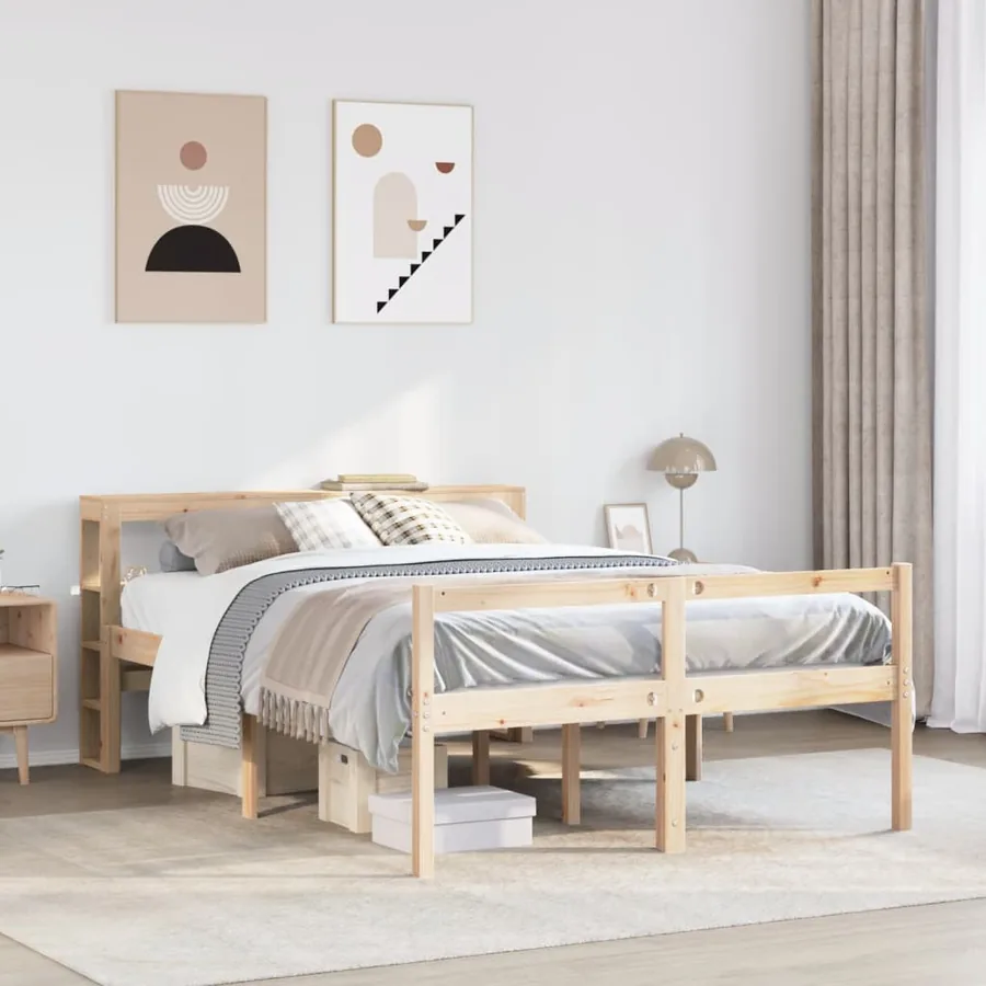 Lit pour personne âgée avec tête de lit sans matelas 140x190 cm