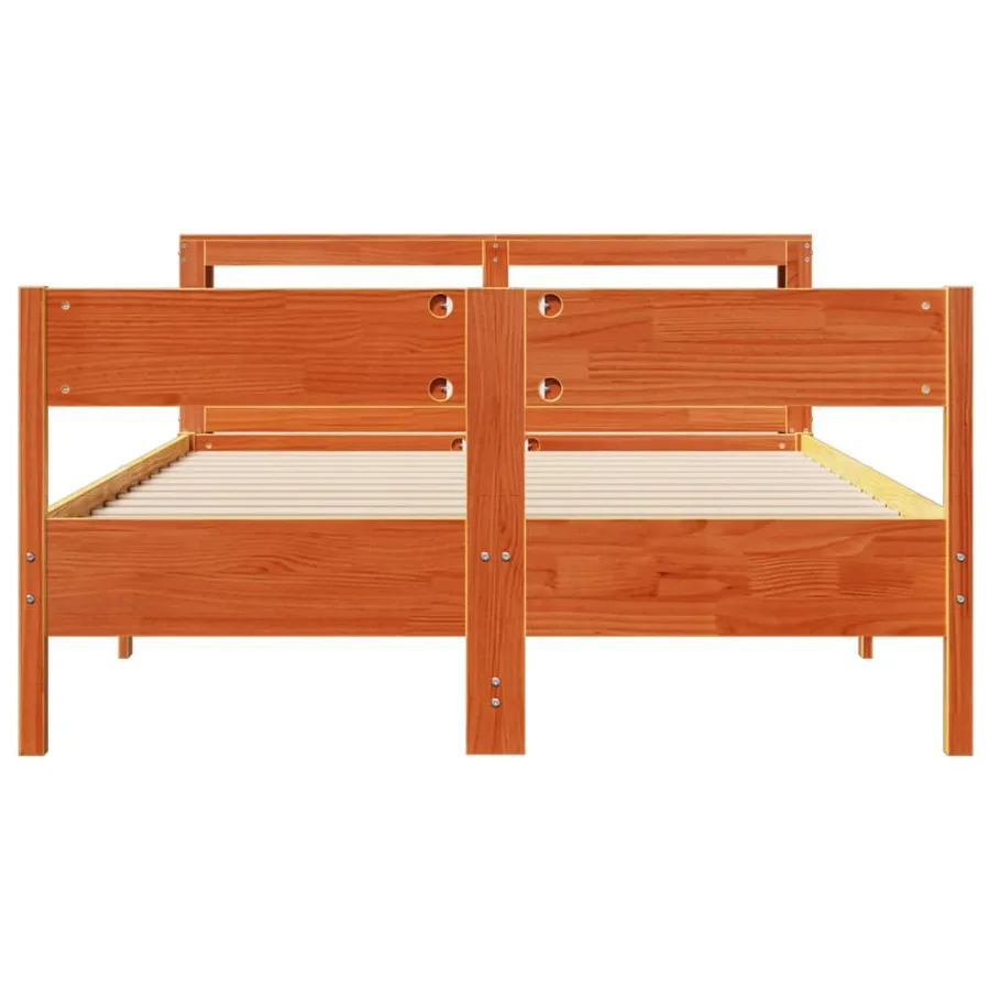 Cadre de lit sans matelas cire marron 150x200cm bois pin massif - 4