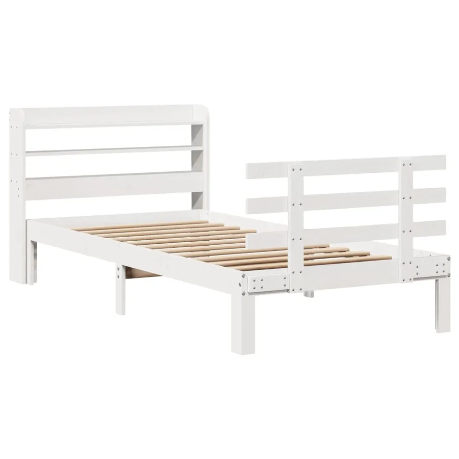Cadre de lit avec tête de lit sans matelas blanc 90x190 cm - 3