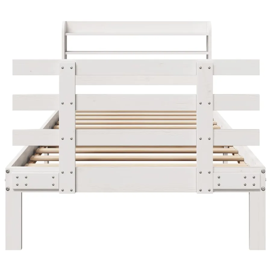 Cadre de lit avec tête de lit sans matelas blanc 90x190 cm - 4