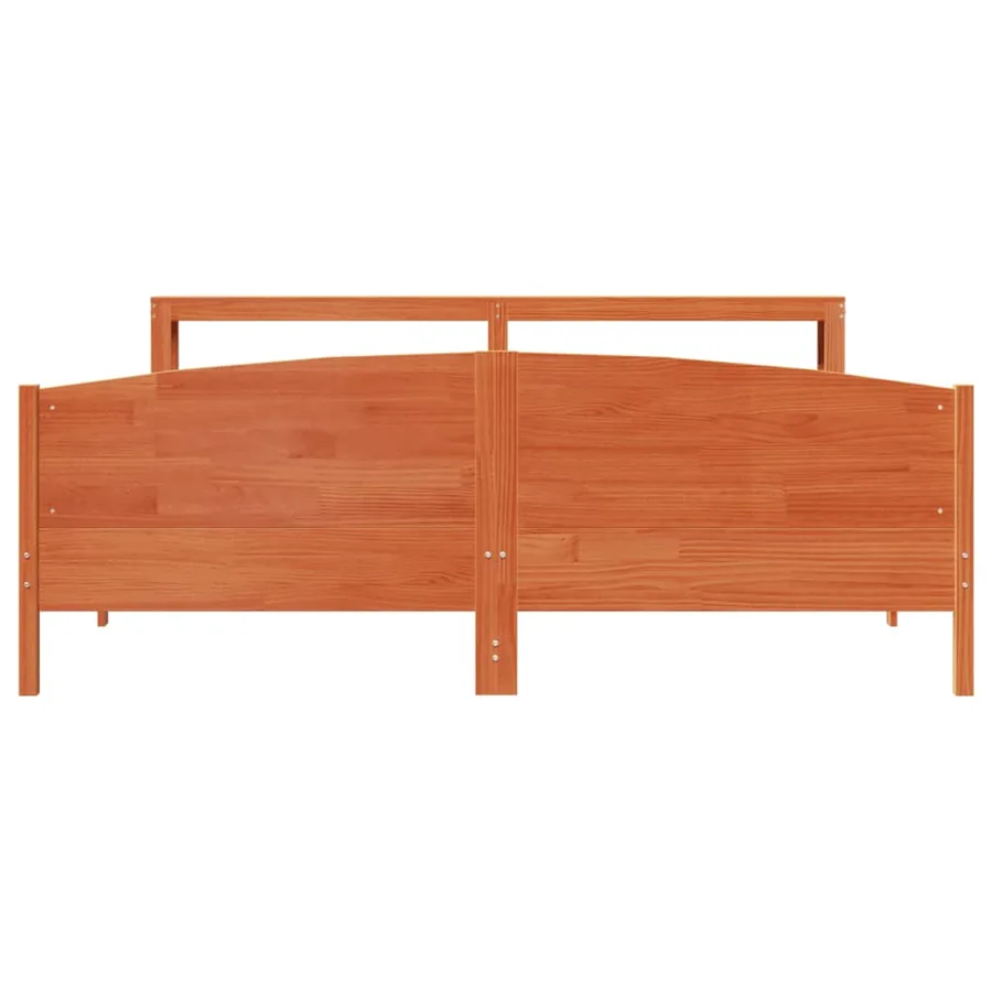 Cadre de lit sans matelas cire marron 200x200cm bois pin massif - 4