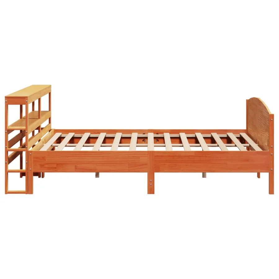 Cadre de lit sans matelas cire marron 200x200cm bois pin massif - 5