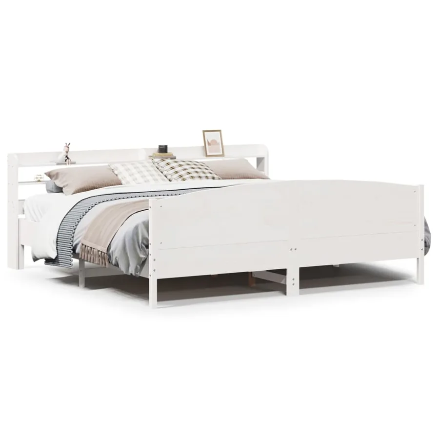 Cadre de lit sans matelas blanc 180x200 cm bois massif de pin - 2