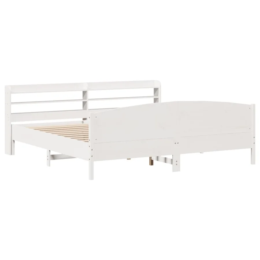 Cadre de lit sans matelas blanc 180x200 cm bois massif de pin - 3