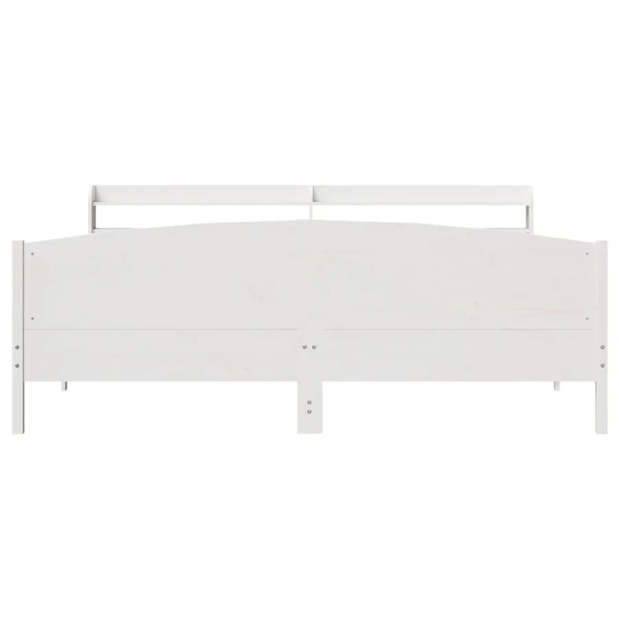 Cadre de lit sans matelas blanc 180x200 cm bois massif de pin - 4