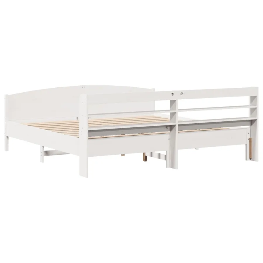 Cadre de lit sans matelas blanc 180x200 cm bois massif de pin - 6