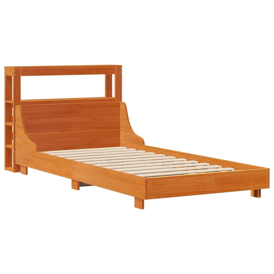 Cadre de lit sans matelas cire marron 100x200cm bois pin massif - 3