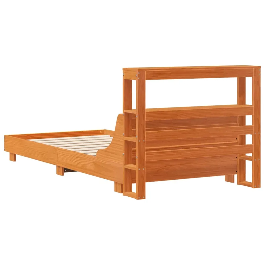 Cadre de lit sans matelas cire marron 100x200cm bois pin massif - 6