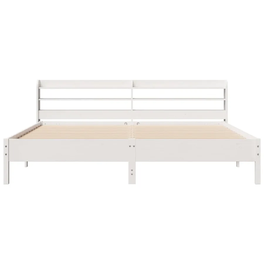 Cadre de lit sans matelas blanc 180x200 cm bois massif de pin - 4