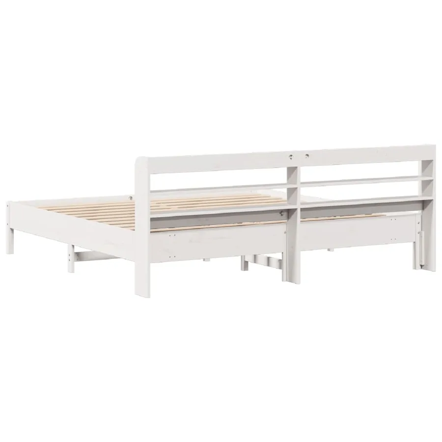 Cadre de lit sans matelas blanc 180x200 cm bois massif de pin - 6