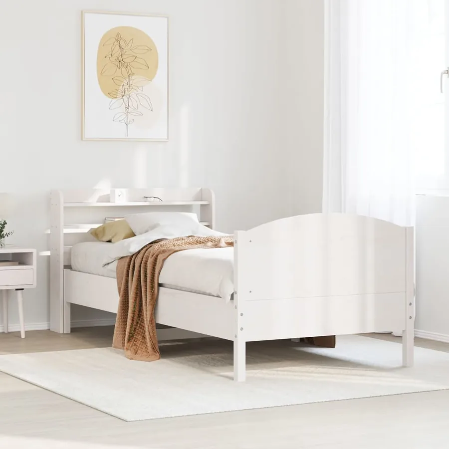 Cadre de lit sans matelas blanc 90x200 cm bois de pin massif