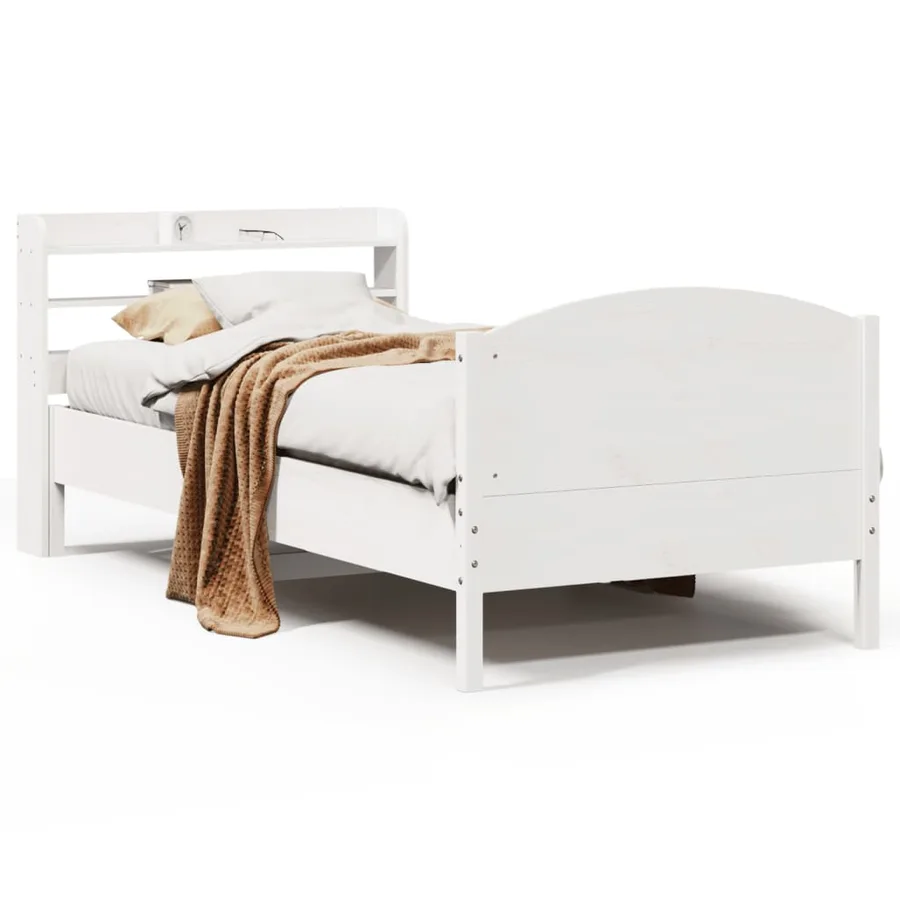 Cadre de lit sans matelas blanc 90x200 cm bois de pin massif - 2