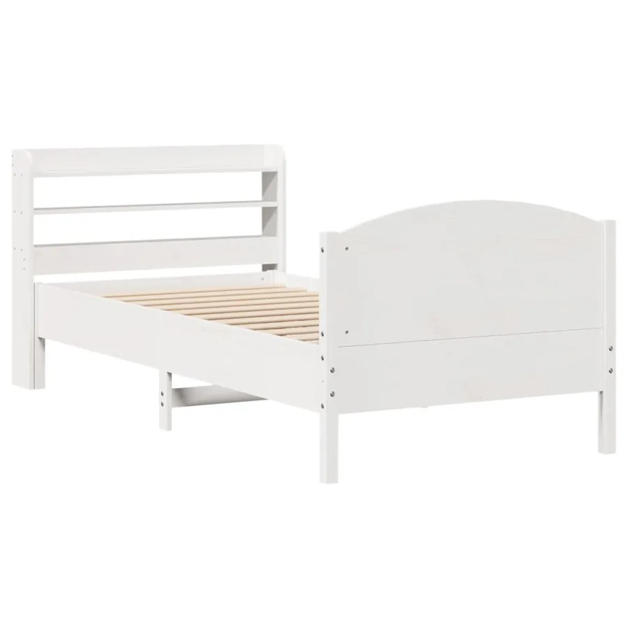 Cadre de lit sans matelas blanc 90x200 cm bois de pin massif - 3