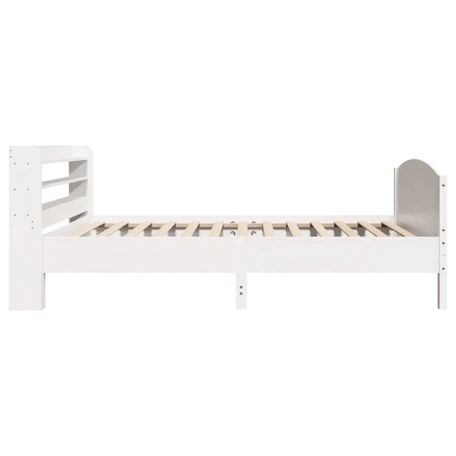 Cadre de lit sans matelas blanc 90x200 cm bois de pin massif - 5