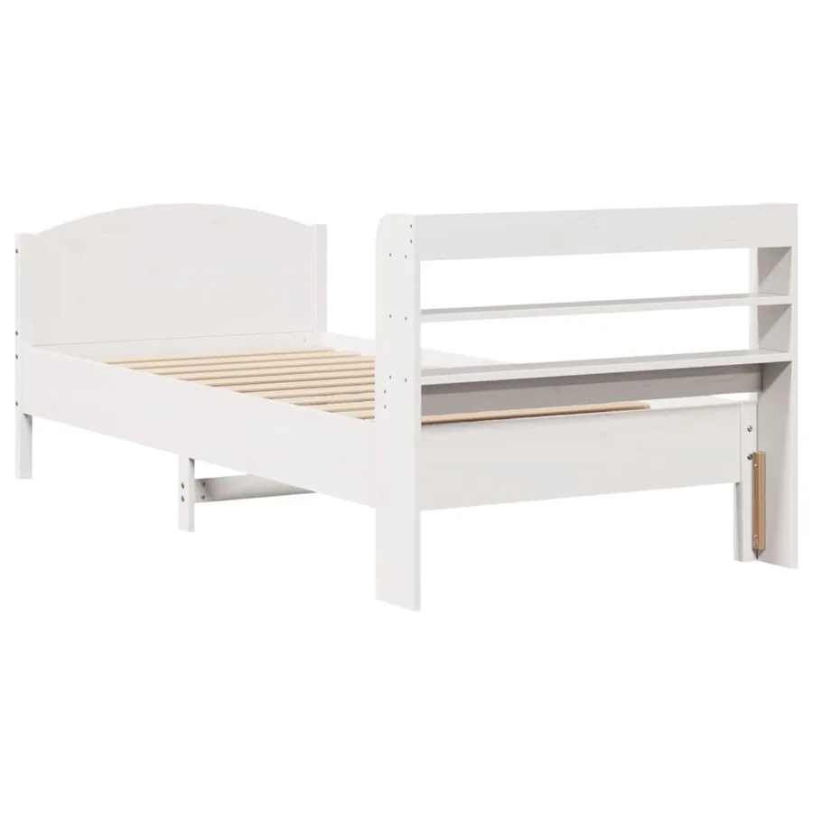 Cadre de lit sans matelas blanc 90x200 cm bois de pin massif - 6