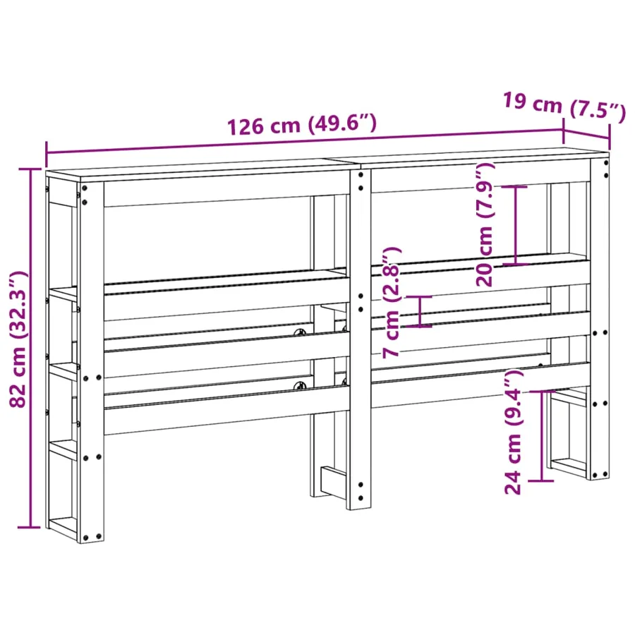 Tête de lit avec étagères 120 cm bois massif de pin - 9