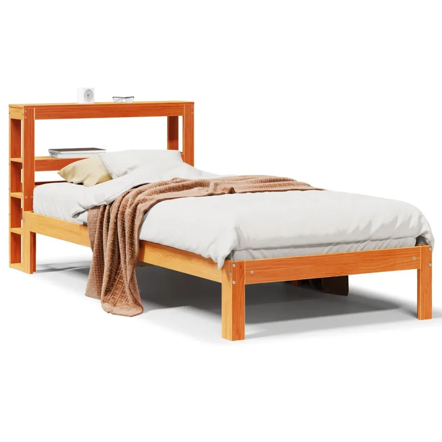 Cadre de lit sans matelas cire marron 100x200cm bois pin massif - 2